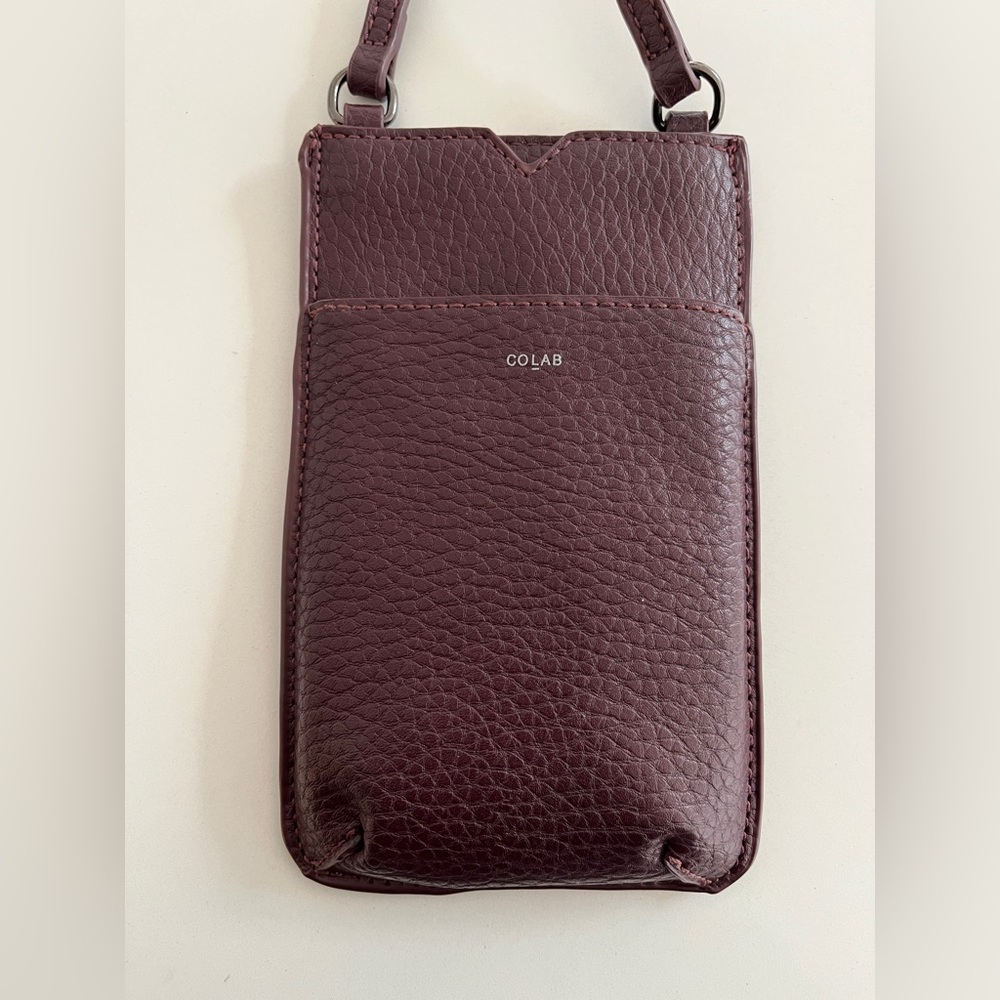 CO-LAB Cross-Body Mini Hands Free Phone Tech Bag Burgundy Festival Travel Vegan